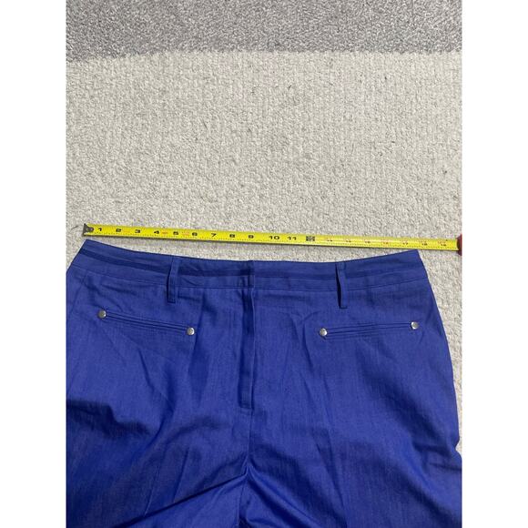 Larry Levine Womens Sz 12 Flat Front Straight Leg Cropped Pants Blue Purple - Picture 2 of 8